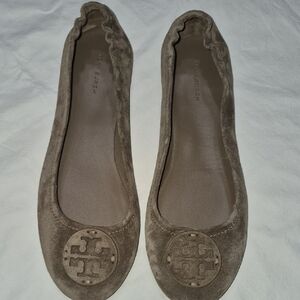 Tory Burch Taupe Suede Flats